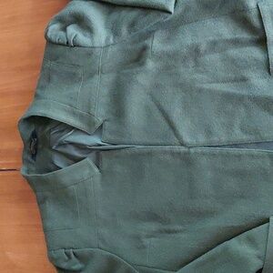 Vtg L'Abeille Beeline Green Wool Open Front Blazer Size 12